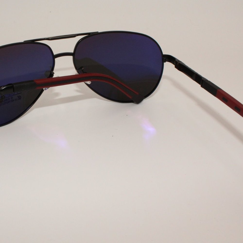 Polarized Aviator Black Metal Frame Sunglasses Unisex - Picture 4 of 6